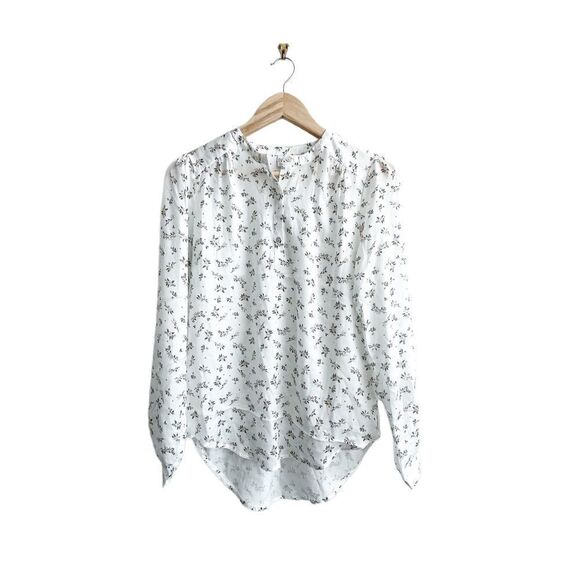 Twik Simons Floral Blouse Long Sleeved Button 1/4 Front Polyester Women's S NWT - Picture 1 of 8